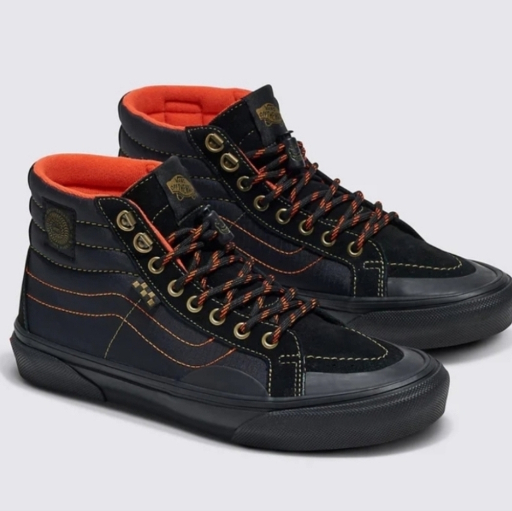 Vans X Spitfire Wheels Skate Sk8-Hi Men Reissue BMX Shoes-Black Flame 102025